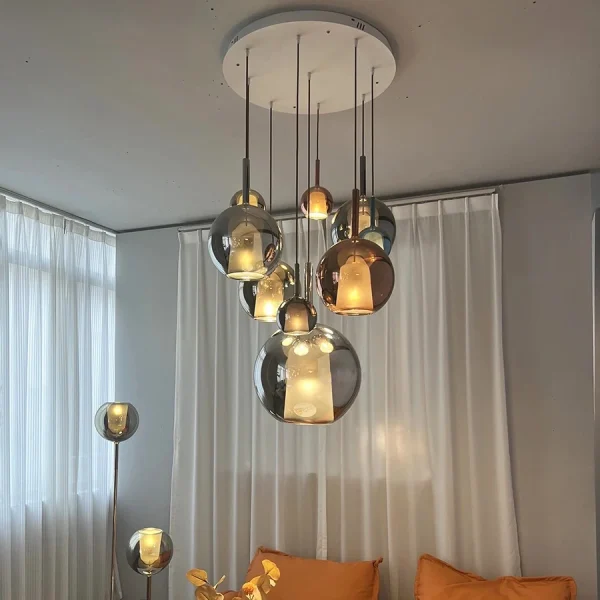 Italian Gradient Glass Bubble Pendant Lights LED Chandeliers for Living Dining Room Island Staircase Bedside Home Decor Lighting - Image 4