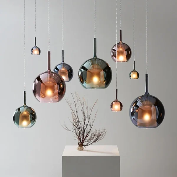 Italian Gradient Glass Bubble Pendant Lights LED Chandeliers for Living Dining Room Island Staircase Bedside Home Decor Lighting - Image 2