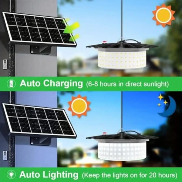 Solar Shed Light, 2025 Upgraded Pendant Light with Moving Sensor for Summer，244 LED 360° Waterproof Floodlight with Remote Cont - Image 3