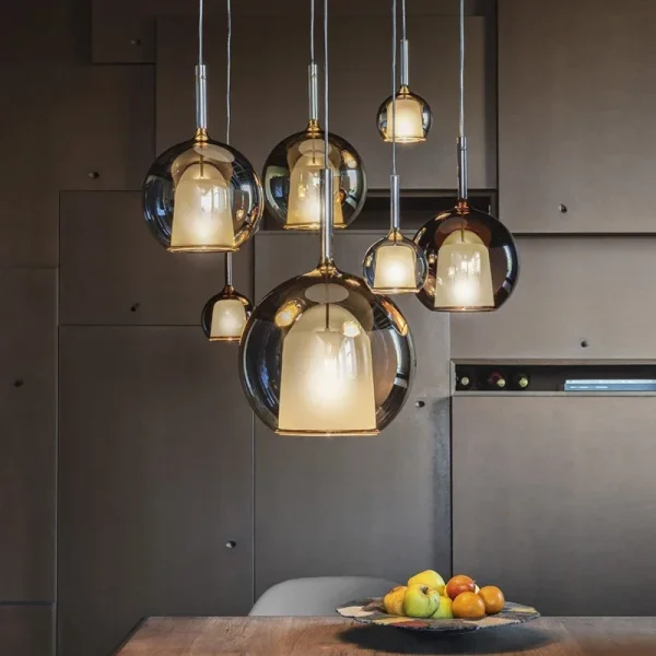 Italian Gradient Glass Bubble Pendant Lights LED Chandeliers for Living Dining Room Island Staircase Bedside Home Decor Lighting - Image 3