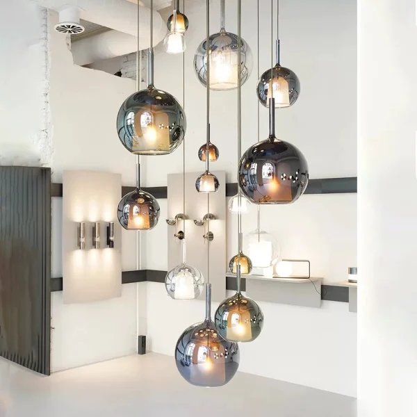 Italian Gradient Glass Bubble Pendant Lights LED Chandeliers for Living Dining Room Island Staircase Bedside Home Decor Lighting - Image 5