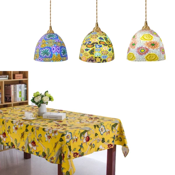 Colorful Sea Shell Mosaic Pendant Lights Bedroom Dining Room Kitchen Bar Hanging Lamp Home Decor Chandelier Suspension Luminaire